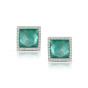 18 Kt White Gold Green Agate, Mother of Pearl and Diamond Stud Earrings