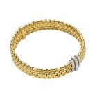 18Kt Yellow Gold Fope Panorama Bracelet With 3 Diamond Rondels