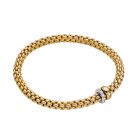 18Kt Yellow Gold Fope Solo Bracelet With one Gold Rondel and One Diamond Rondel