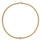18Kt Yellow Gold Fope Solo Necklace With One Diamond Rondel And One Gold Rondel