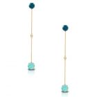 18Kt Yellow Gold Amazonite and Blue Topaz Drop Stick Earrings with Diamonds