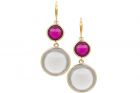 18K Yellow Gold Mischief Earrings with Quartz and Rubellite