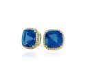 18K Yellow Gold Goshwara Gossip Blue Topaz and Diamond Earrings
