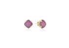 18K Yellow Gold Ruby and Diamond Sugarloaf Earrings
