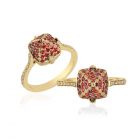 18K Yellow Gold Goshwara Pave Ruby and Diamond Sugarloaf Ring