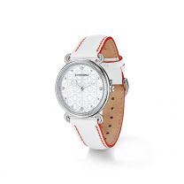Judith Ripka Sterling Silver Vienna Watch With Mother Pearl Diamond Dial And White Strap